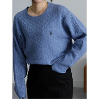 ＜U.S. POLO ASSN.＞ワンポイントケーブルニットプルオーバー　大きいサイズ レディース