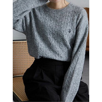 ＜U.S. POLO ASSN.＞ワンポイントケーブルニットプルオーバー　大きいサイズ レディース