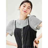 ギンガムチェック楊柳Ｔシャツ　大きいサイズ レディース