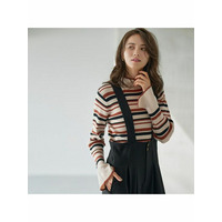 配色使いニットプルオーバー　大きいサイズレディース