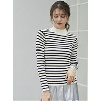 リブパイピングハイネックニット