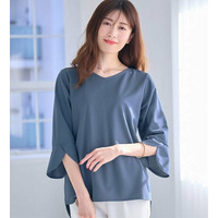 【接触冷感】着痩せが叶う！チューリップ袖ブラウスＴシャツ