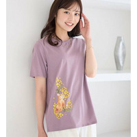 大人かわいいプリント綿混Ｔシャツ