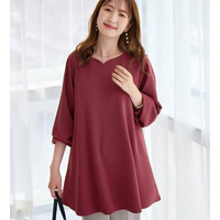 シワになりにくい！柔らかエンボス素材フレアーロングチュニックＴシャツ