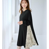 異素材切替チュニックワンピース