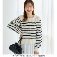 ＜選べる２丈＞洗える！パール調ボタンゆるニットカーディガン