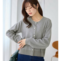 ＜選べる２丈＞洗える！パール調ボタンゆるニットカーディガン