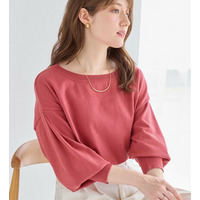 洗える！柔らか綿タッチ素材パフ袖ゆるニットトップス