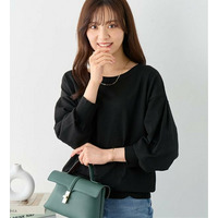 洗える！柔らか綿タッチ素材パフ袖ゆるニットトップス