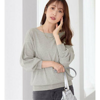 洗える！柔らか綿タッチ素材パフ袖ゆるニットトップス