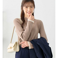 【静電気防止】もっちり袖配色リブニット