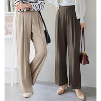 【接触冷感】【ラクして美脚】ストレッチ素材セミワイドパンツ