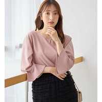 【接触冷感】パール調ボタンフレアー袖ブラウスＴシャツ