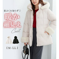 ファー付きミドル丈中綿コート