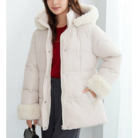 ファー付きミドル丈中綿コート