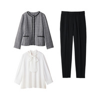 【選べるパンツ】洗える！３点セット着回し力抜群スーツ　大きいサイズ レディース