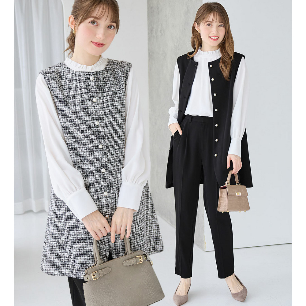 【ブラウス付き３点セット】洗える！美ラインジレセットスーツ　大きいサイズ レディース