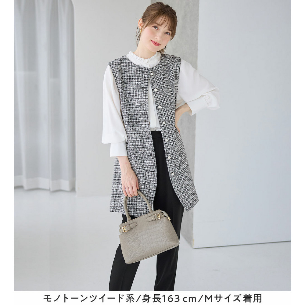 【ブラウス付き3点セット】洗える!美ラインジレセットスーツ 大きいサイズ レディース14