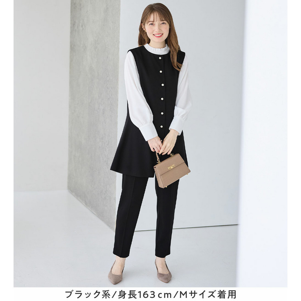 【ブラウス付き3点セット】洗える!美ラインジレセットスーツ 大きいサイズ レディース19