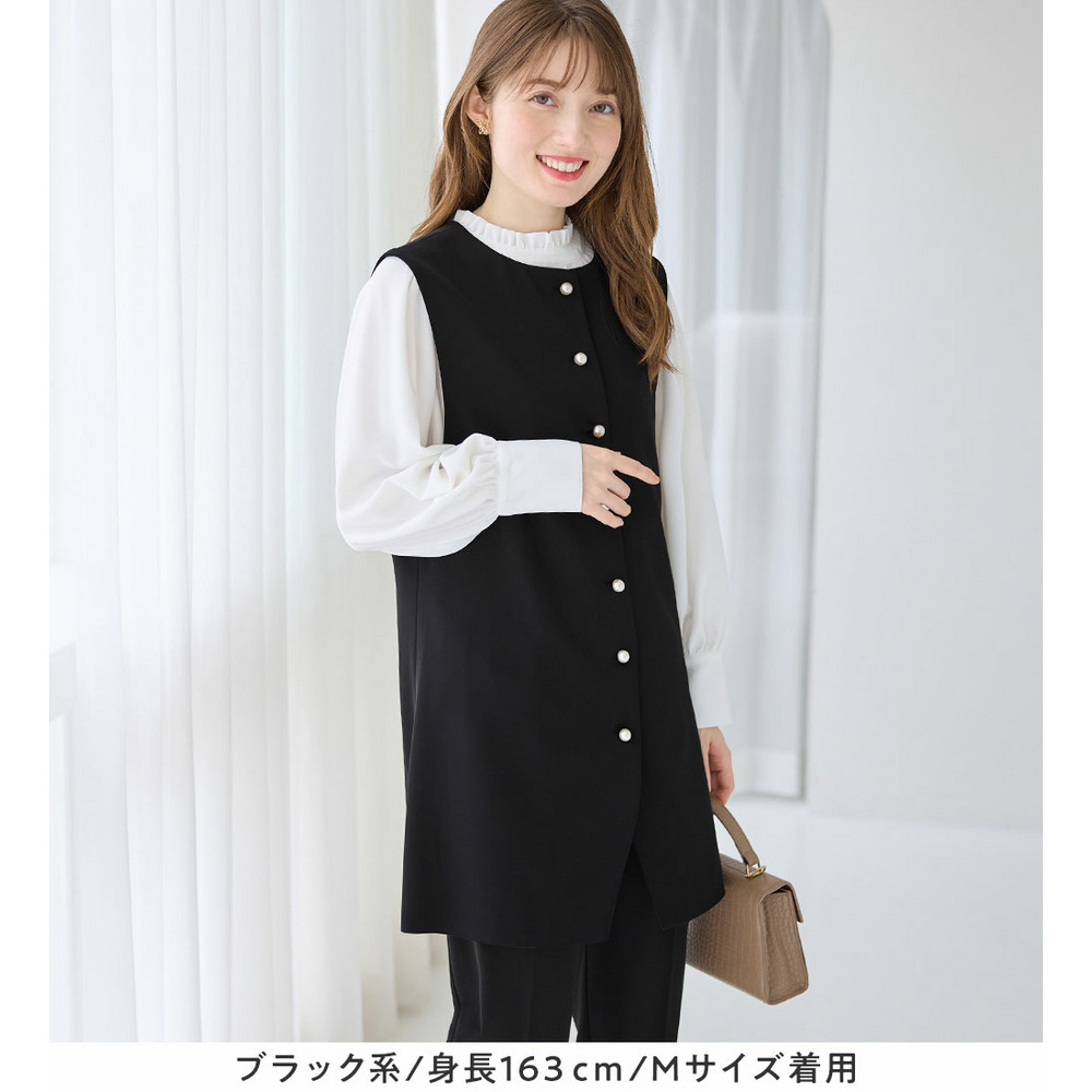 【ブラウス付き3点セット】洗える!美ラインジレセットスーツ 大きいサイズ レディース20