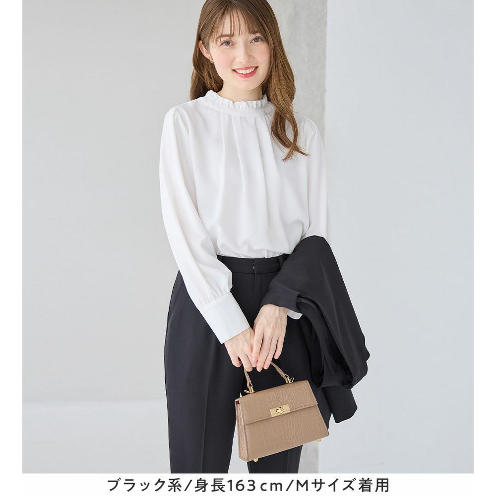 【ブラウス付き3点セット】洗える!美ラインジレセットスーツ 大きいサイズ レディース22