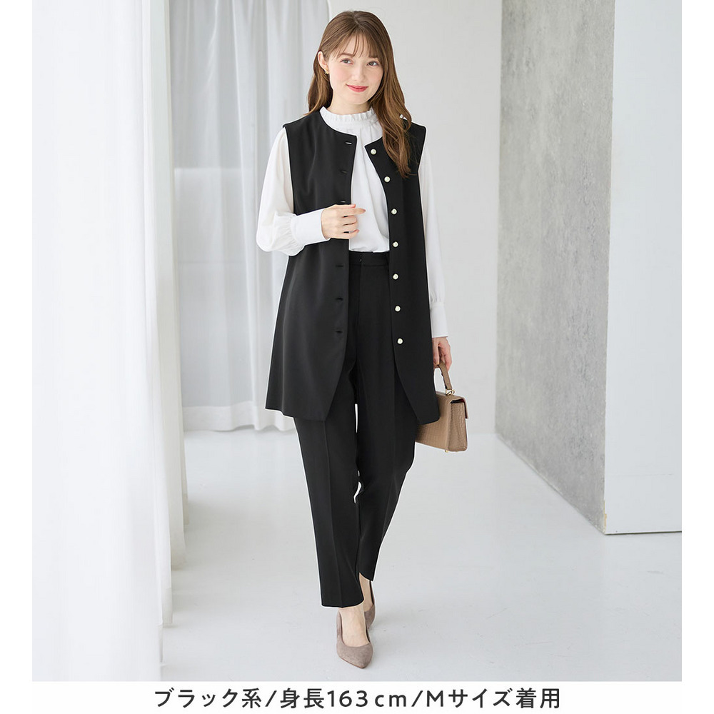 【ブラウス付き3点セット】洗える!美ラインジレセットスーツ 大きいサイズ レディース23