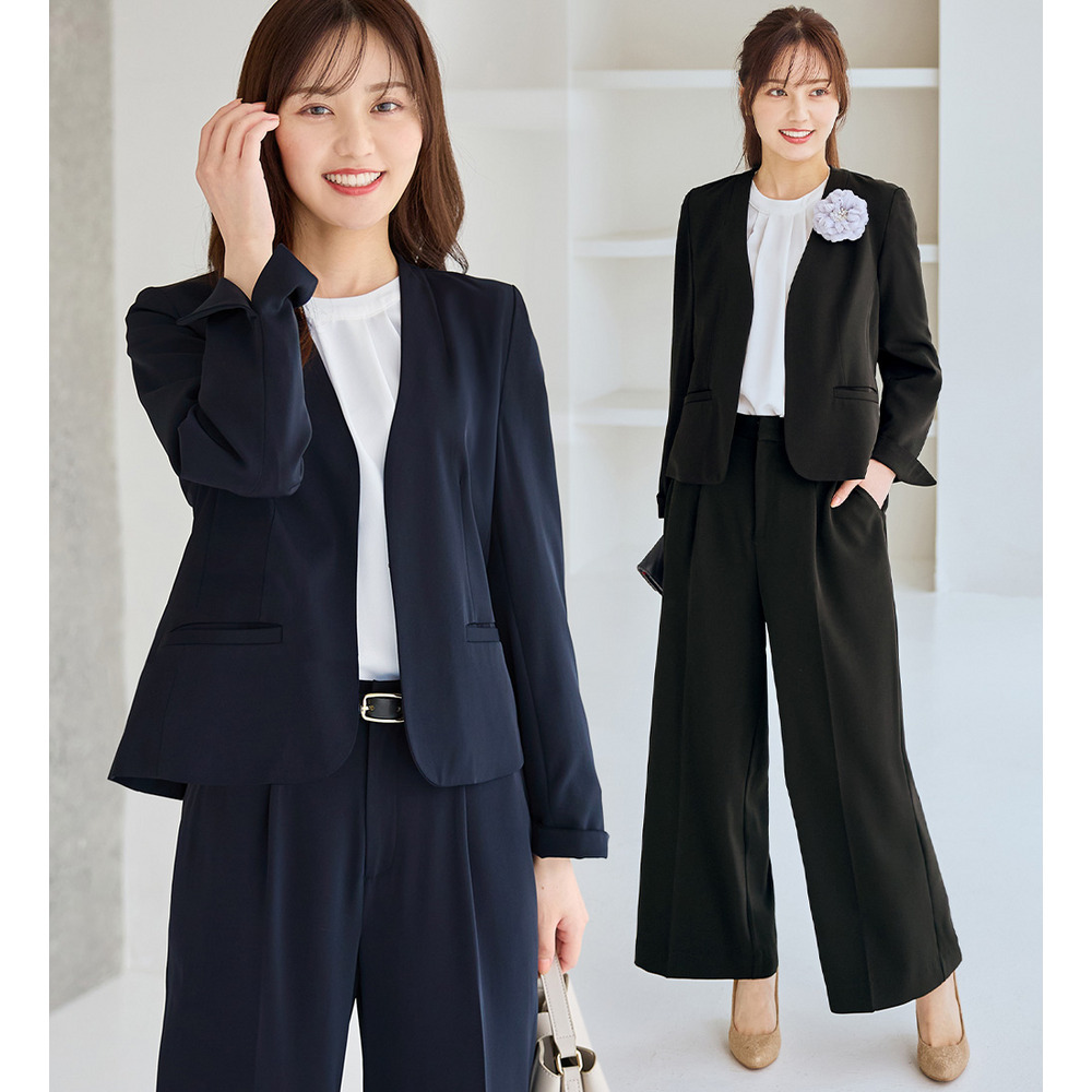【ブラウス付き３点セット】洗える！美ラインジレセットスーツ　大きいサイズ レディース