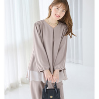 【２点セット】洗えるシフォンレイヤードセットアップ　大きいサイズ レディース