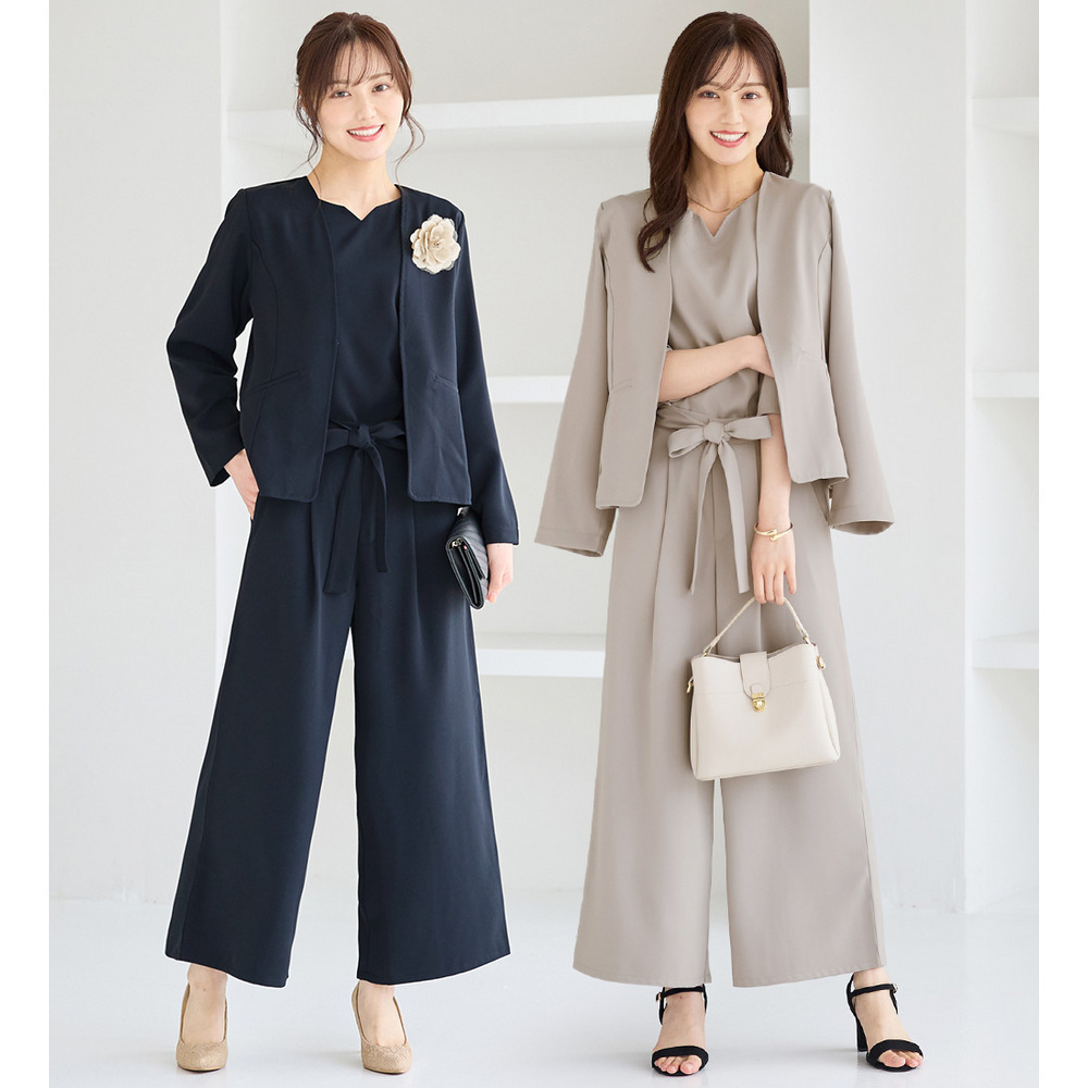 【２点セット】洗えるシフォンレイヤードセットアップ　大きいサイズ レディース