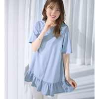大人可愛い！裾フリルデザインチュニックＴシャツ