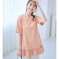 大人可愛い！裾フリルデザインチュニックＴシャツ