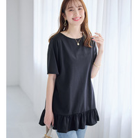 大人可愛い!裾フリルデザインチュニックTシャツ