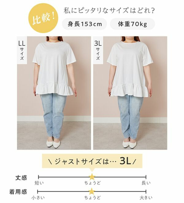 大人可愛い!裾フリルデザインチュニックTシャツ27