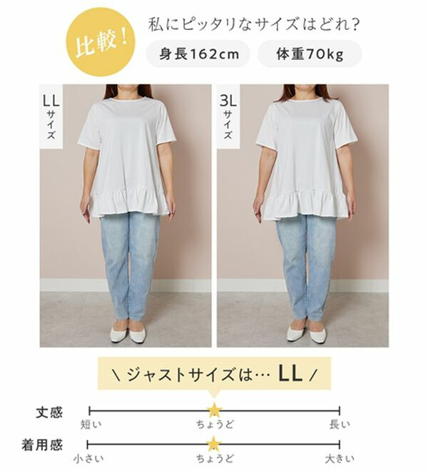 大人可愛い!裾フリルデザインチュニックTシャツ29