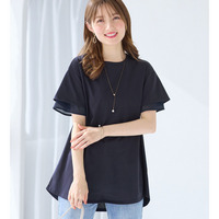 ＜チュニック丈＞袖口シフォントップス