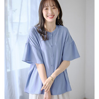 バンドカラーフレアー袖ブラウス