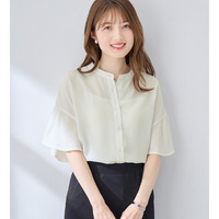 バンドカラーフレアー袖ブラウス