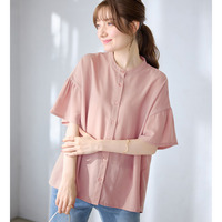 バンドカラーフレアー袖ブラウス