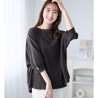 袖口パールゆるドルマンリブトップス