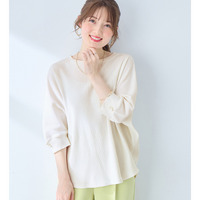 袖口パールゆるドルマンリブトップス