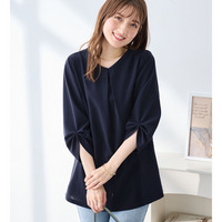 ＜６つの機能付＞７分袖Ａラインフレアチュニックブラウス