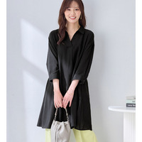 衿付きスキッパーとろみチュニックワンピース