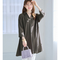 衿付きスキッパーとろみチュニックワンピース