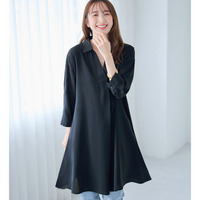 衿付きスキッパーとろみチュニックワンピース