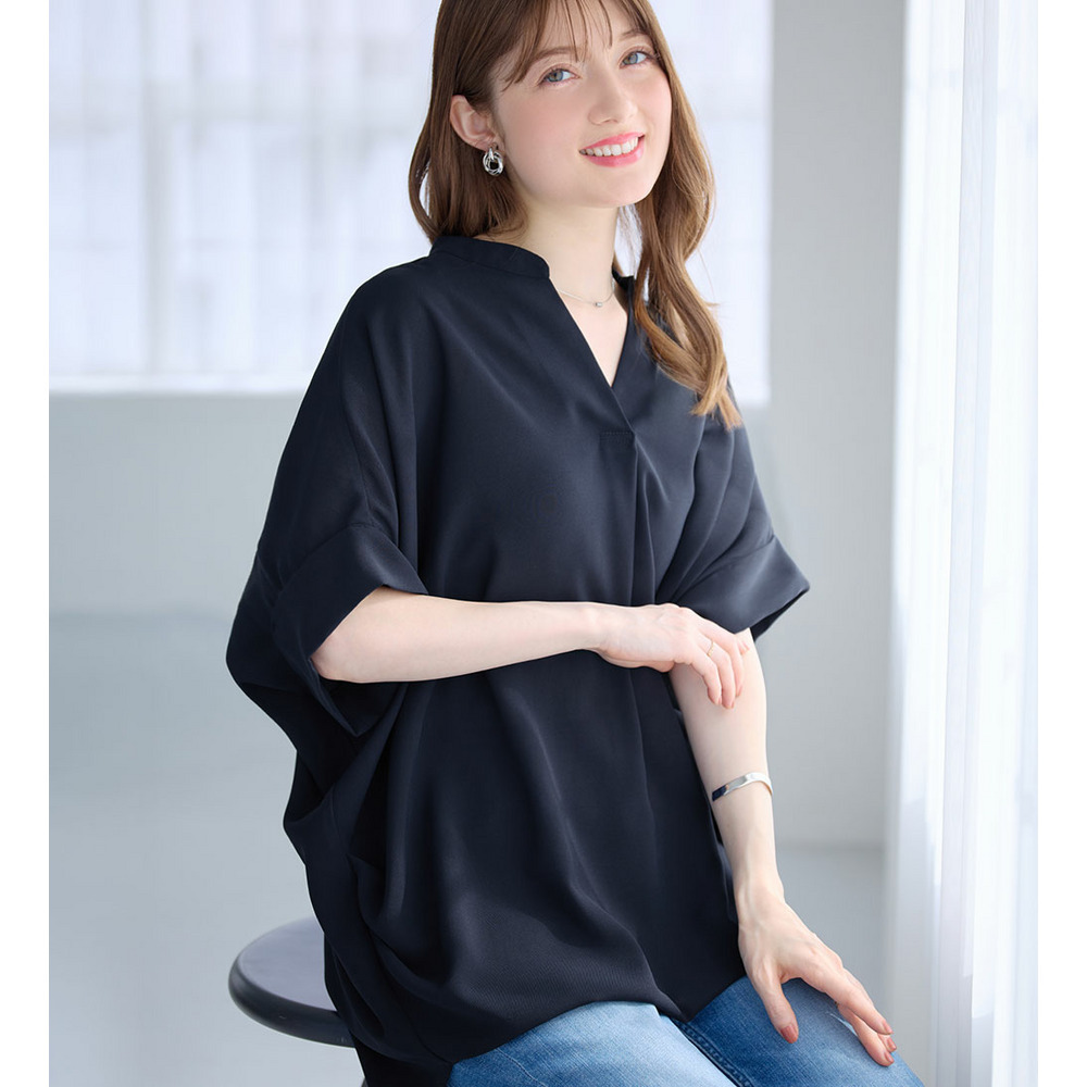 サイドタックゆるドルマンとろみブラウス