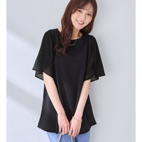 シフォン切替チューリップ袖チュニックＴシャツ