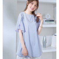 シフォン切替チューリップ袖チュニックＴシャツ