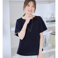 配色フレアスリーブトップス