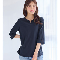 柔らか綿混素材金ボタンデザインＴシャツ