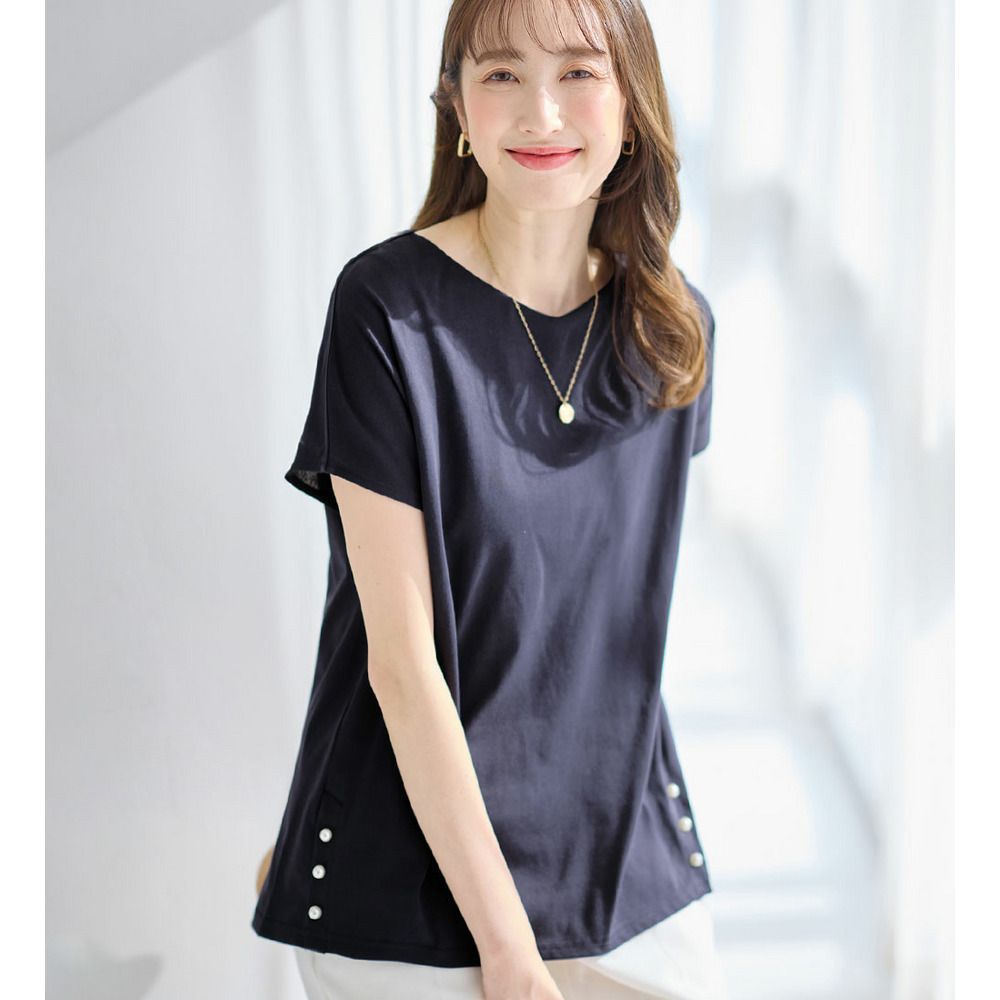 ひんやり裾パールデザインＴシャツ